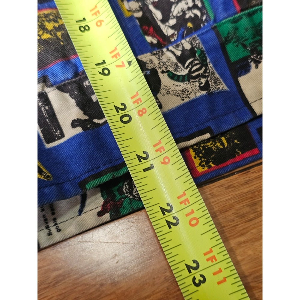 Vintage Crazy Horse 2 Piece Pant Set Womens Size 8 Rugby Comic Print Denim 90s - Picture 16 of 16